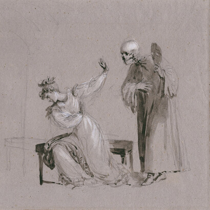 Stéphanie de Virieu, Death unmasked and the maiden (detail), c. 1819-1823. Courtesy of Jill Newhouse Gallery