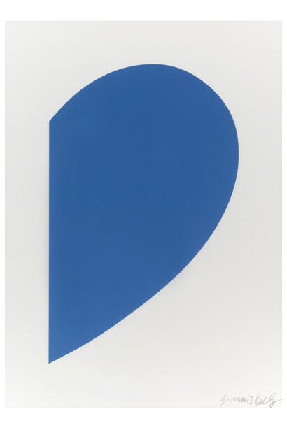 Ellsworth Kelly, Blue Curve, 2013, 1-color lithograph, 30x22 inches. Edition of 50. © 2013 Ellsworth Kelly and Gemini G.E.L. LLC. Courtesy of Gemini G.E.L. at Joni Moisant Weyl