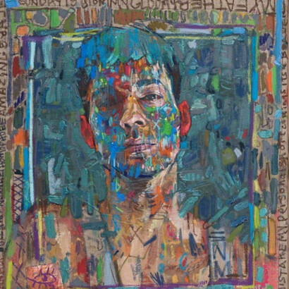 Andrew Salgado, Warmask Blue, 2016. Courtesy of Beers gallery
