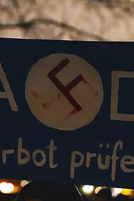 Protest in front of the chancellery in Berlin demanding an application to ban the AFD party, Germany