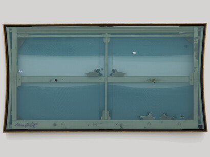 Merlin James, Marine, 2013-15, Acrylic on canvas, 23 x 43 inches, 58.4 x 109.2 cm. (C) Merlin James; Courtesy of Sikkema Jenkins & Co., New York