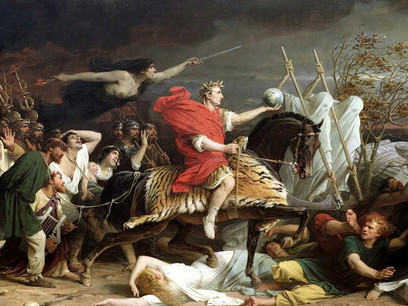 Adolphe Yvon (1817–1893). "César cruza el Rubicon", 1875, óleo sobre lienzo, Museo de Bellas Artes de Arras,Pas-de-Calais, Francia