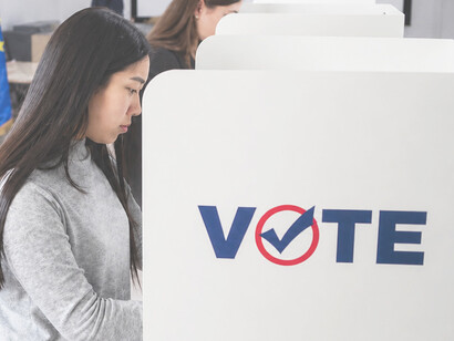 Voters cast their ballots in polling booths during European Union elections