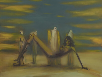 Moyna Flannigan, Play 2015, oil on linen, 35 1/2 x 43 1/4 in /
90 x 110 cm