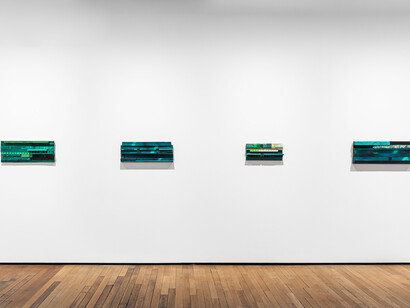 Exhibition View, Daniel Dezeuze, Mesoamerica © Adrien Millot. Courtesy of Templon Paris