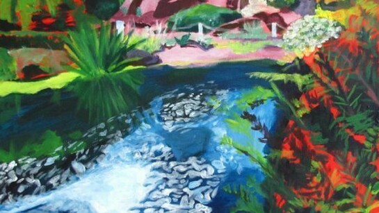 Iris Peploe, Rock Garden Stream, Botanics, 56cm x 45.5cm
