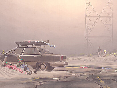 Simon Stålenhag, ilustración de la serie "The Electric State" (2017)