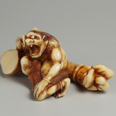 Nakamura Jinpei, Oni demon with a bottle of sake, first half of the 19th century. Courtesy of the State Hermitage Museum