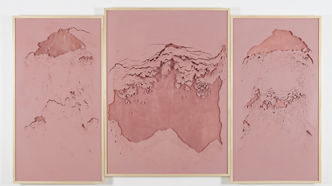 Sophie Ko Chkheidze, Geografia Temporale- Pala d'altare, pigmento, 145x245cm 2014