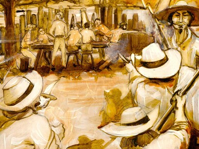 Batalla de La Trinidad. Dibujo: Carlos Aguilar Durán.