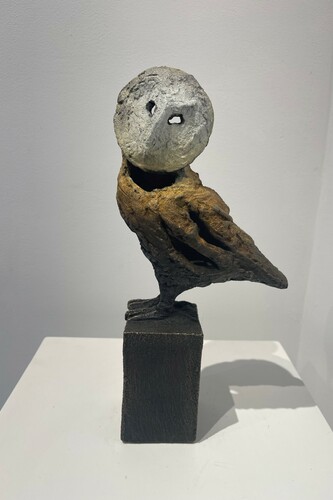 Gustavo Torres, Búho (owl) (10/50), bronze sculpture, 11.50x6x3 in