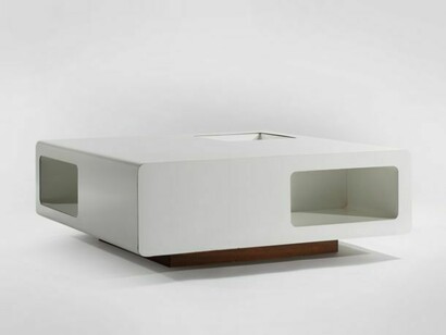 Michel Boyer, Low Table, 1968. White formica, 13.78 x 38.58 x 39.37 inches, 35 x 98 x 100 cm