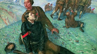 Kuzma Petrov-Vodkin: «La muerte del comisario político»(1928)
