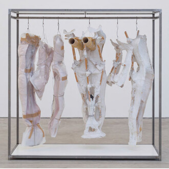 Alma, 2015
Ferro, gesso, madeira, gaze, silicone, cartão,
fita adesiva, plástico, corda e tela de linho
188 x 190 x 80 cm
