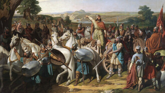 Bernardo Blanco, El rey Don Rodrigo arengando a sus tropas en la batalla de Guadalete