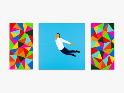 Pedro Paricio, The Jump, 2014, Acrylic on linen, 50 x 100 cm, Courtesy of Halcyon Gallery
