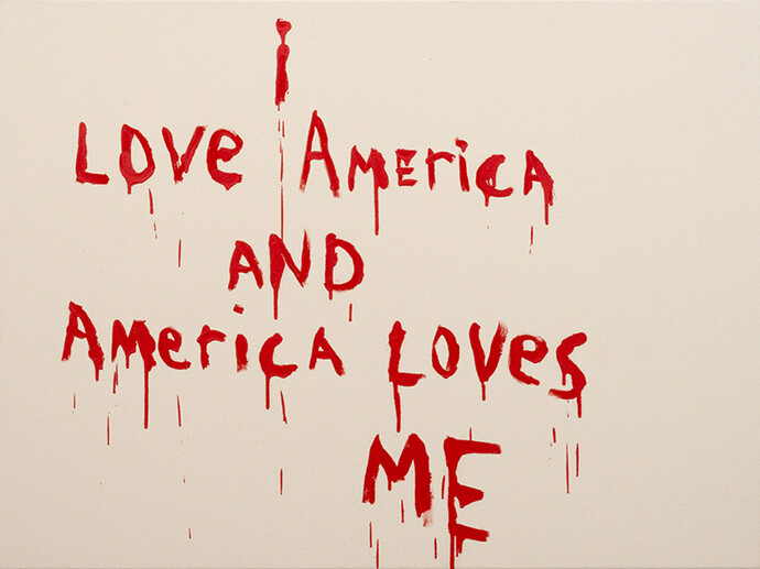 Marc Séguin, I Love America and America Loves Me, 2014, Oil on canvas, 36x48 inches