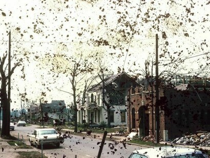 Adam Chodzko, Too, 2013, Found 35 mm slide, location unknown, July 1979. Dust from Geneva airport, September 2013, Printed as C-type, 17.8 x 25.4 cm, Edition of 2