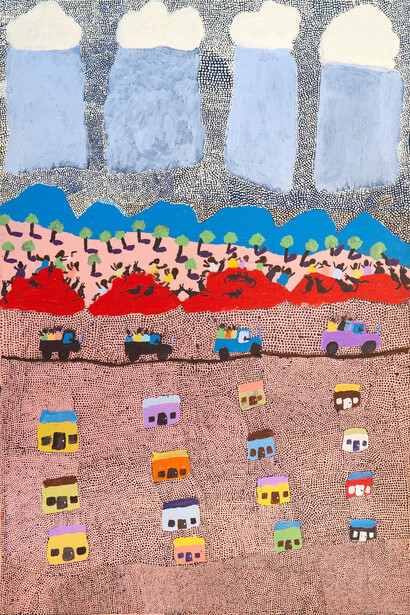 Grace Kemarre Robinya, Night time raining at Mount Allan, 2020. Courtesy of the Art Gallery of New South Wales
