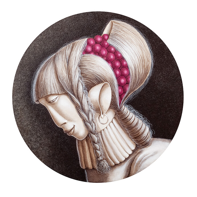 Affinche' possano germinare, 2014 acrilico su tavola, diametro 36 cm 