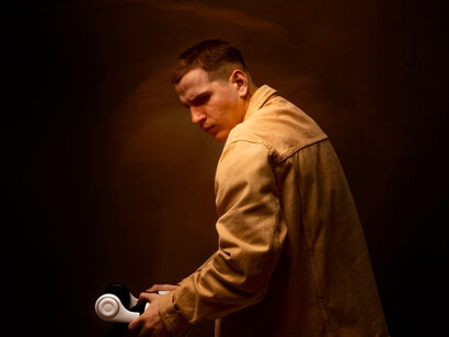 A man exploring digital realities with VR glasses