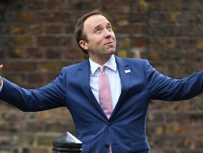 Former Conservative health secretary Matt Hancock being playful during working hours