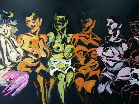 Tawan Wattuya, Papaya, Banana and Orange, 2013, acrylic and oil on canvas, 180 x 280 cm