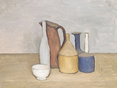 Giorgio Morandi, Natura morta, olio su tela, 35 x 50 cm. Collezione privata