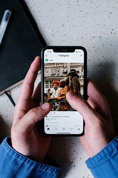 A person using social media on their phone
