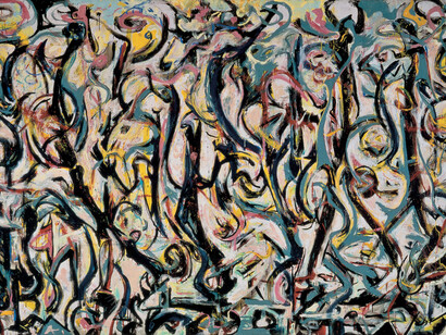Jackson Pollock, Mural, 1943, detail, oil and casein on canvas, 242.9 x 603.9. Gift of Peggy Guggenheim, 1959. University of Iowa Museum of Art. Reproduced with permission from The University of Iowa