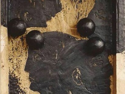 Bruno Ceccobelli, Dobru gia. Giu' nel palazzo(dettaglio) Legno e tecnica mista, 45 x 48,5 cm