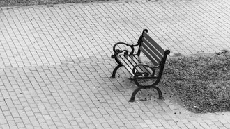 Um banco de parque solitário e vazio, capturado em preto e branco, permanece isolado em uma praça cercado pelo silêncio dos paralelepípedos em um ambiente urbano à espera de alguém que já não chega. Há ausências que ocupam mais espaço do que qualquer presença. Entre pedras e silêncio, um banco desocupado guarda memórias invisíveis. Algumas histórias continuam sentadas mesmo depois de quem as viveu partir