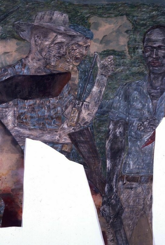 Leon Golub, Mercenaries II (Section II), 1975, acrylic on linen, 259 x 152 cm, Copyright the artist, courtesy the Estate of Leon Golub and Anthony Reynolds Gallery, London