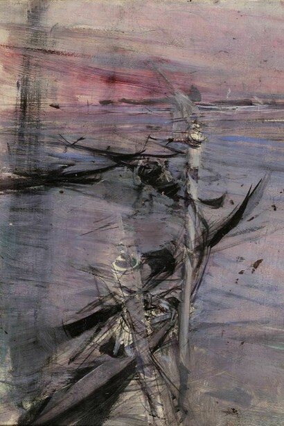 Giovanni Boldini (Ferrara 1842 – Parigi 1931), Marina a Venezia, c. 1909-10. Olio su tavola, cm 34 x 26,5. Ferrara, Museo Giovanni Boldini.  