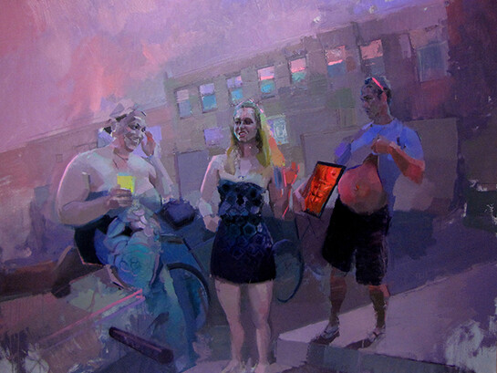 Spencer Corbett, Flexin’ Apps, 2013, Oil on canvas, 48”x60”