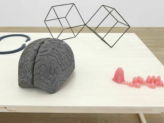 Melanie Smith, Assorted objects (use different title? List object individually?), Silicone, Styrofoam, frames, paintings, wood, found postcards, plastic sunglasses, rock, plastic objects, sawdust, glass, ceramic sculptures, Dimensions variable 