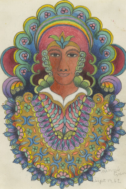 Minnie Evans, Untitled (King). Courtesy of High Museum of Art