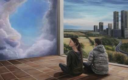 Roberta Cavallari, Contemplatori, olio su tela, 100 x 70 cm, 2026
