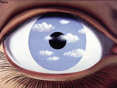 René Magritte, "Il falso specchio" olio su tela, 19 x 27 cm, 1935. Collezione privata. Copyright: Photothèque R. Magritte /Adagp Images, Paris, / SCALA, Firenze © 2018 C. Herscovici / Artists Rights Society (ARS), New York