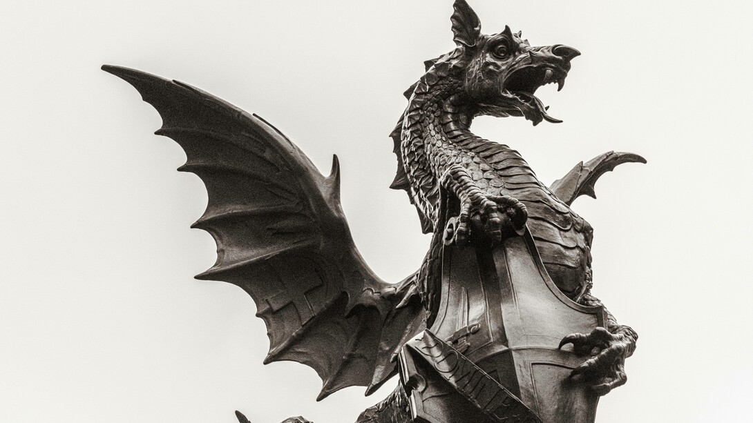 A dragon statue in London, United Kingdom