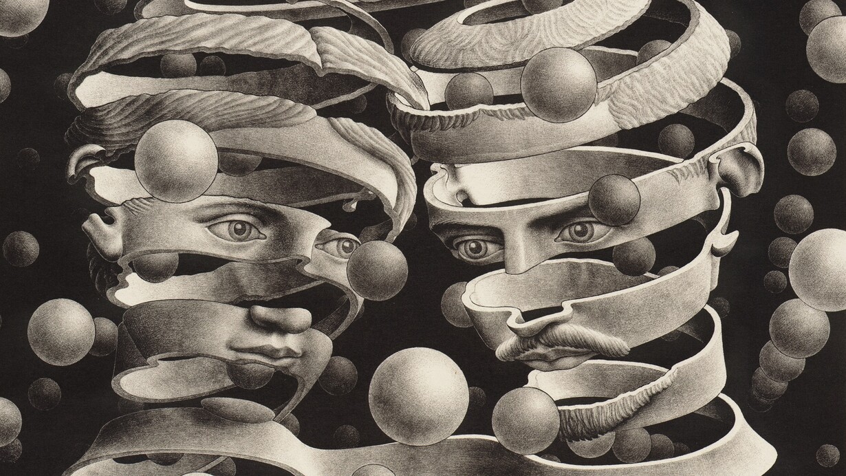 M.C. Escher, Bond of Union, 1956, Lithograph, 25.3 x 33.9 cm, Gemeentemuseum Den Haag. All M.C. Escher works copyright © The M.C. Escher Company B.V. -Baarn-the Netherlands. All rights reserved. www.mcescher.com