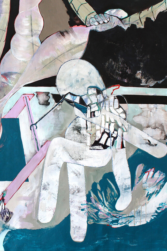 Héloïse Delègue, L'Entente (The Agreement), detail, Mixed Media on Canvas, 116 x 100 cm