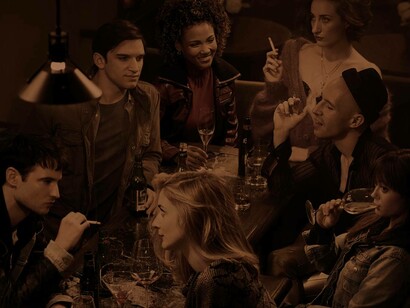 The cast from the TV series “Sweetbitter” enjoying a fun night out