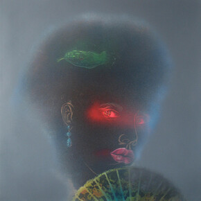 Renee Stout, Spirit of Marie Laveau. (2009-2015). Colored pencil, varnish and spray paint on lithograph. 21 x 21 in. © Courtesy of Accola Griefen