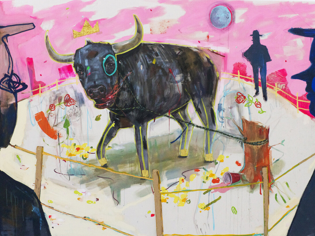 Ally McIntyre, Moon Cries for Ferdinand, 2015, Acrylic, Spray Paint and Glitter on Canvas, 300 x 210 cm