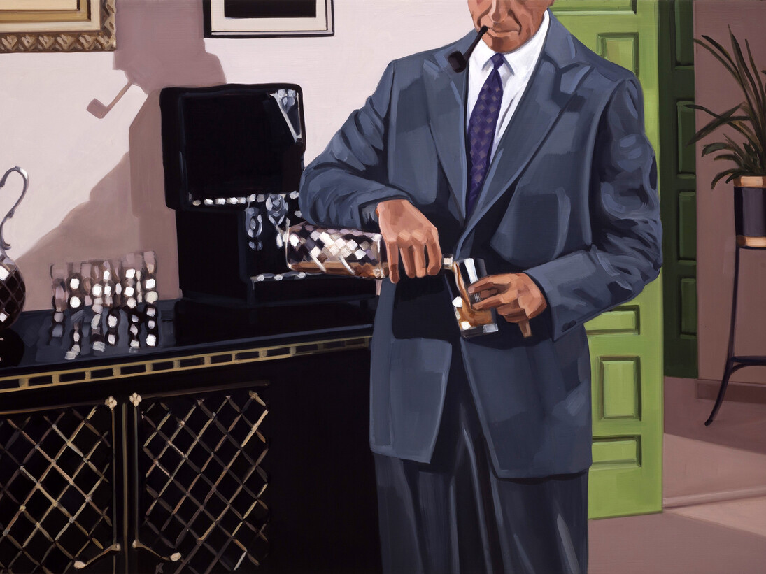 David Collins, Different Trains, 2014, acrylic on linen, 46 x 70 inches