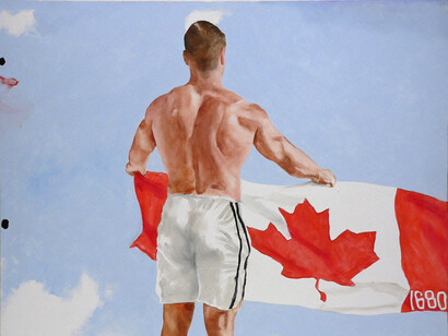 © Jack Balas; "O Canada (#1680)," 2018; Oil and enamel on canvas; 60 x 48 inches. Courtesy of CLAMP