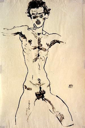 Egon Schiele, Gunter Brus and Thomas Palme. Courtesy of Leopold Museum