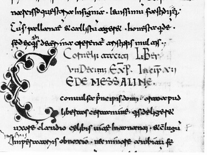 Tacito, Annali. Una pagina dell'unico manoscritto medievale di Tacito. Plut. 68.2, Part 1, fol. 6v., attualmente conservato alla Biblioteca Medicea Laurenziana, Firenze, Italia