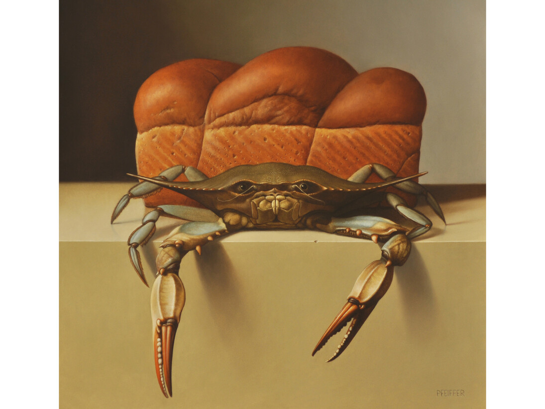 Jacob A. Pfeiffer, Crustaceans, Oil on Panel, 16 x 16 inches, 2014